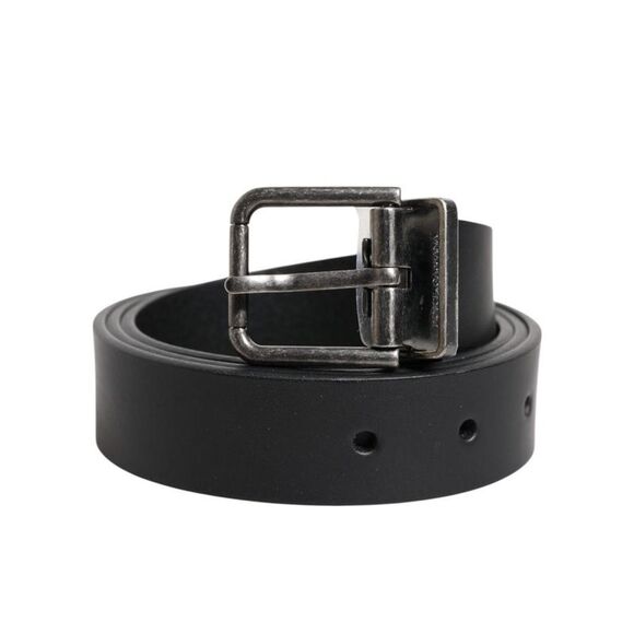 Dolce & Gabbana Leather Belt with Metal Buckle Men Black Belts